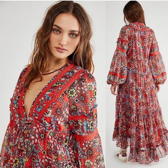 NWT Free People Cassis Floral Maxi Dress - Picture 8 of 8